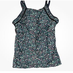 Free Country Navy Floral Swim Tankini Top XL
